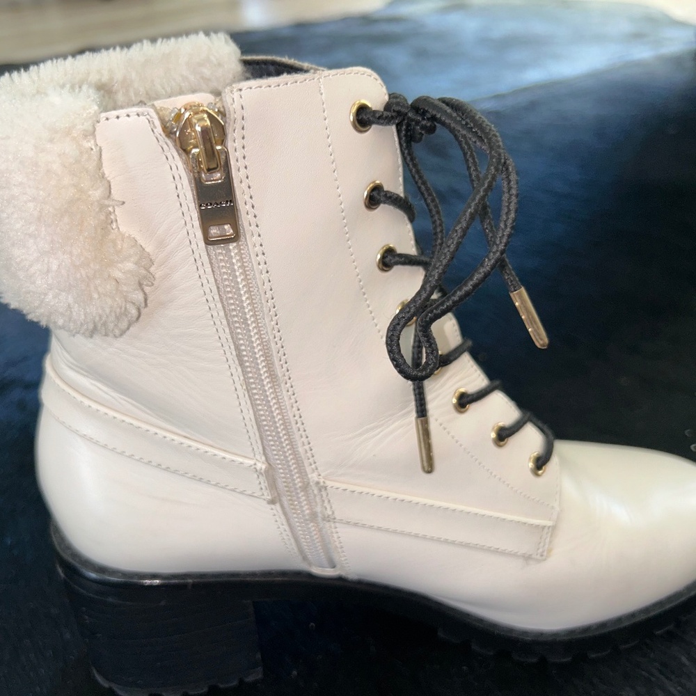 Gorgeous Coach Leather & Faux Fur Trim Boots